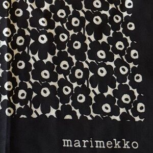 Marimekko cotton scarf, black and white floral print
